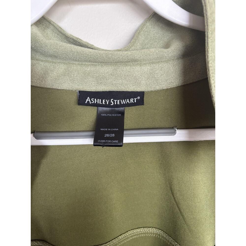 Ashley Stewart Plus Size 26/28 Sage Faux Suede Snap Front Long Shacket Jacket - Picture 2 of 8